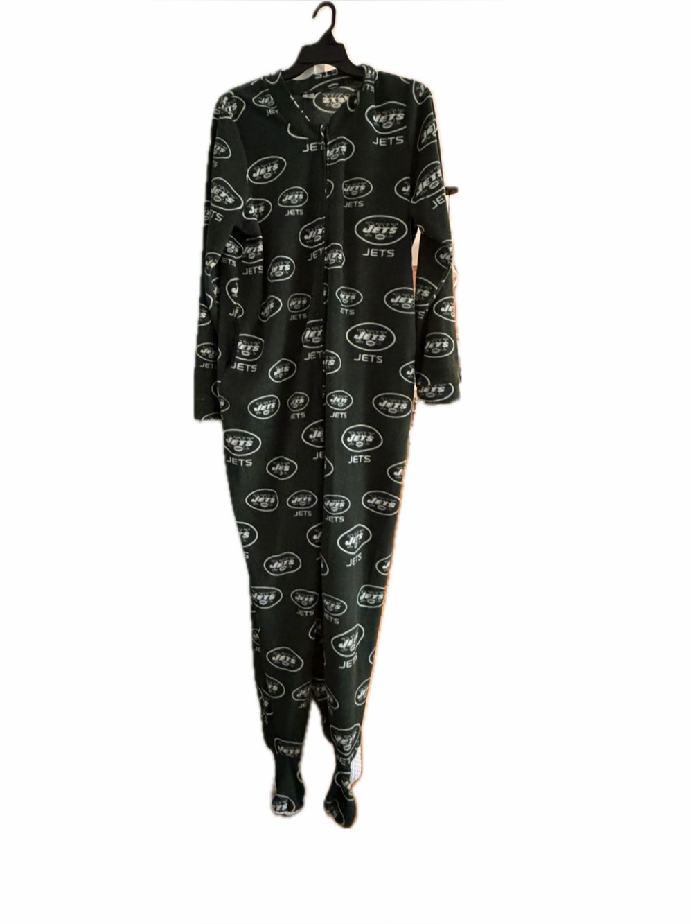 Men’s  M Green NFL Jets Fleece Jumpsuit / onesie.